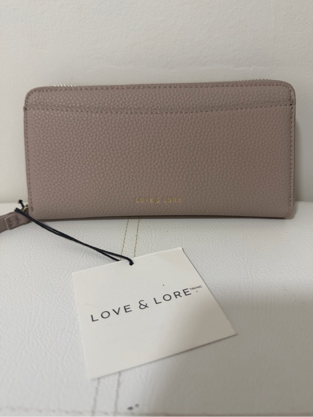 Love & Lore Taupe Zip Around Wristlet Wallet NWT